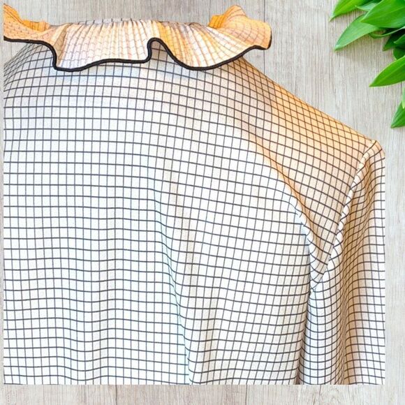 Vintage Lynn Davis Windowpane Ruffle Front Shirt 10 - Picture 5 of 15